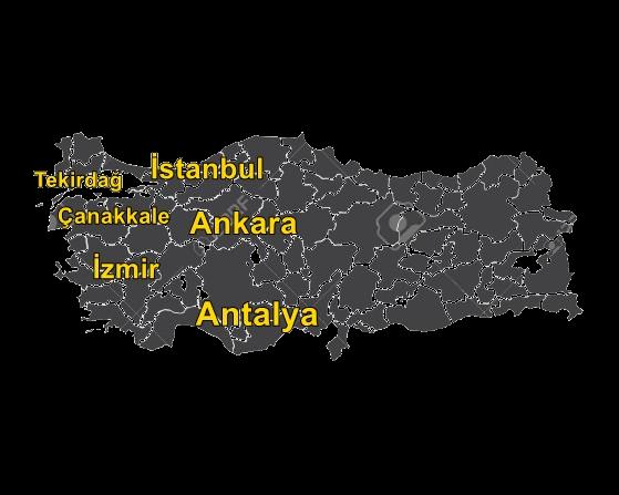 Hizmet Verdiğimiz Bölgeler Haritası